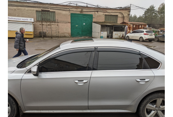 Дефлектори HAVOC накладні для VW Passat B7/B8 USA 2011-2018 з Хромованим Молдингом