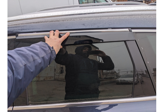 Дефлектори HAVOC накладні для VW Touareg 2010-2018 з Хром Молдингом